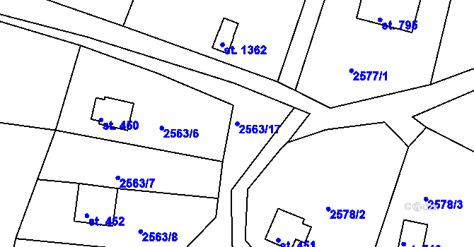 Parcela st. 2563/17 v KÚ Hroznětín, Katastrální mapa