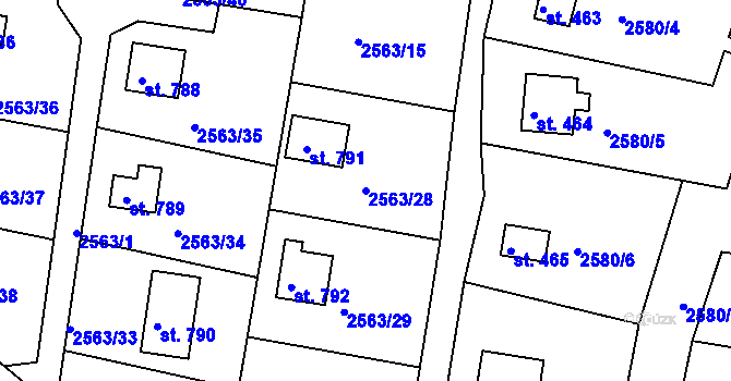 Parcela st. 2563/28 v KÚ Hroznětín, Katastrální mapa