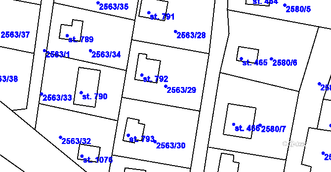Parcela st. 2563/29 v KÚ Hroznětín, Katastrální mapa