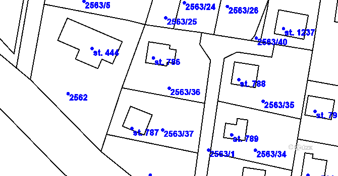 Parcela st. 2563/36 v KÚ Hroznětín, Katastrální mapa