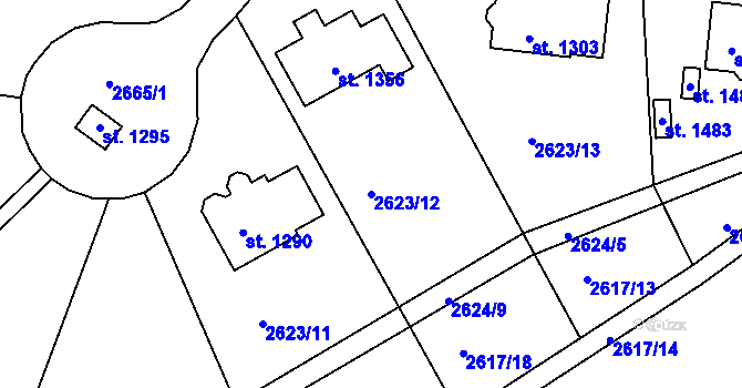 Parcela st. 2623/12 v KÚ Hroznětín, Katastrální mapa