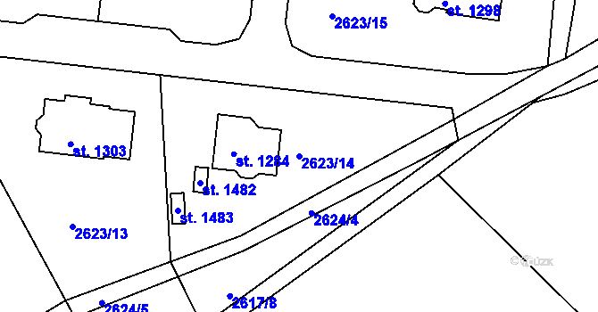 Parcela st. 2623/14 v KÚ Hroznětín, Katastrální mapa