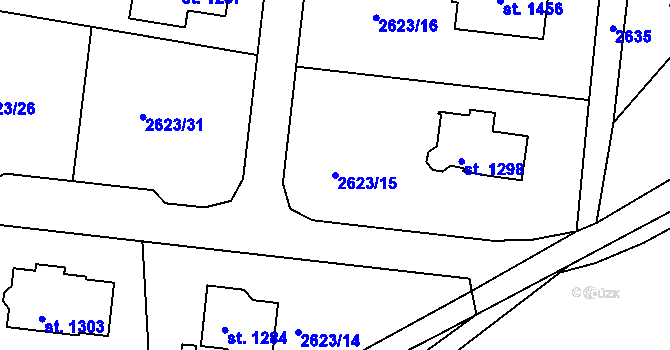 Parcela st. 2623/15 v KÚ Hroznětín, Katastrální mapa