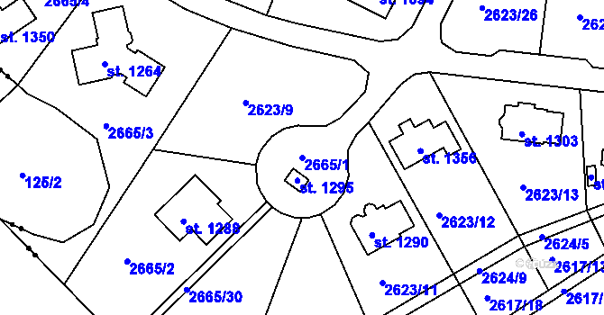 Parcela st. 2665/1 v KÚ Hroznětín, Katastrální mapa