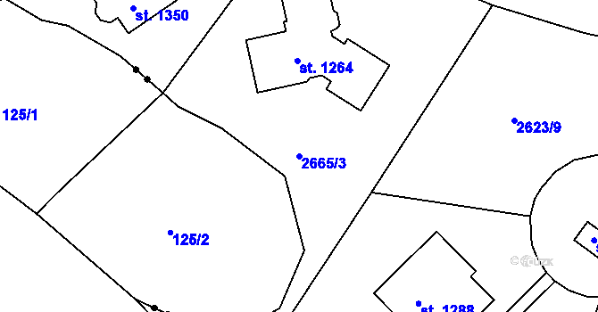 Parcela st. 2665/3 v KÚ Hroznětín, Katastrální mapa