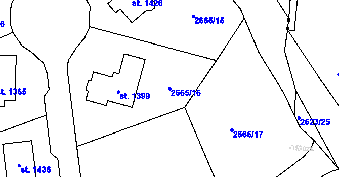 Parcela st. 2665/16 v KÚ Hroznětín, Katastrální mapa