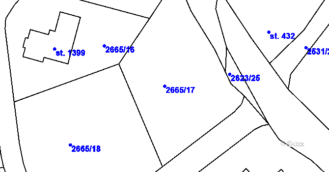 Parcela st. 2665/17 v KÚ Hroznětín, Katastrální mapa