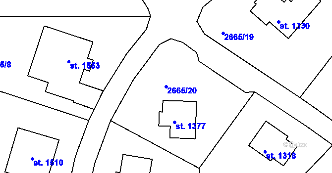 Parcela st. 2665/20 v KÚ Hroznětín, Katastrální mapa