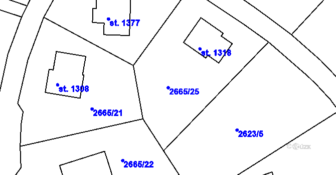 Parcela st. 2665/25 v KÚ Hroznětín, Katastrální mapa