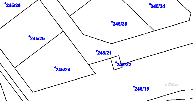 Parcela st. 245/21 v KÚ Hroznětín, Katastrální mapa