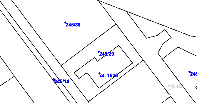 Parcela st. 245/29 v KÚ Hroznětín, Katastrální mapa