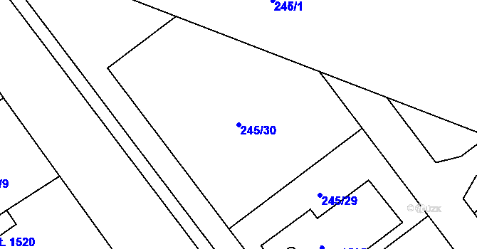Parcela st. 245/30 v KÚ Hroznětín, Katastrální mapa