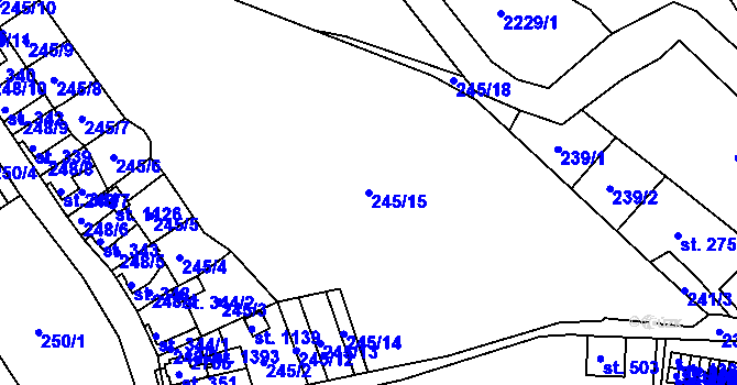 Parcela st. 245/15 v KÚ Hroznětín, Katastrální mapa