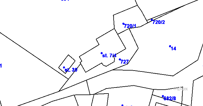 Parcela st. 7/4 v KÚ Ruprechtov u Hroznětína, Katastrální mapa