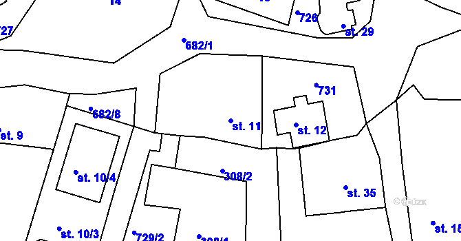 Parcela st. 11 v KÚ Ruprechtov u Hroznětína, Katastrální mapa