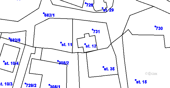 Parcela st. 12 v KÚ Ruprechtov u Hroznětína, Katastrální mapa