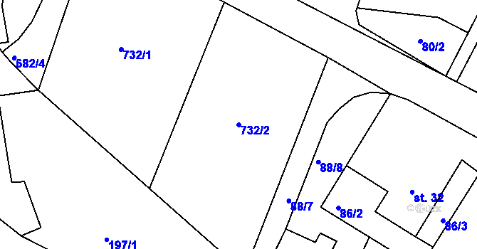Parcela st. 732/2 v KÚ Ruprechtov u Hroznětína, Katastrální mapa