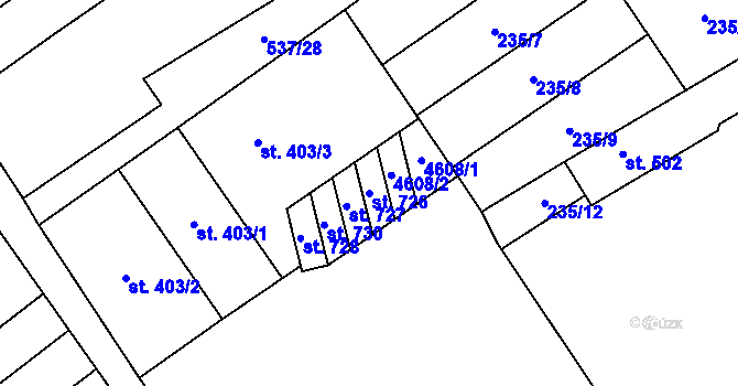 Parcela st. 726 v KÚ Hroznová Lhota, Katastrální mapa