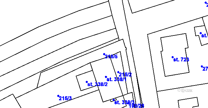 Parcela st. 218/5 v KÚ Hroznová Lhota, Katastrální mapa