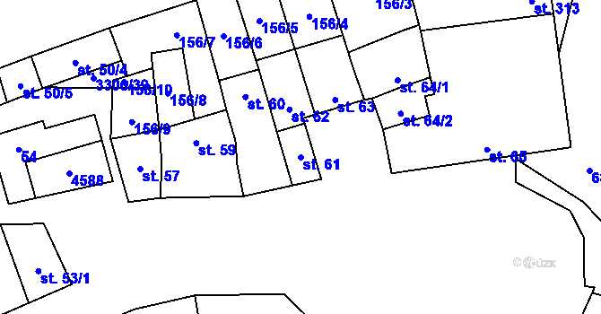 Parcela st. 61 v KÚ Hroznová Lhota, Katastrální mapa