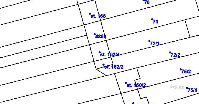 Parcela st. 162/4 v KÚ Hroznová Lhota, Katastrální mapa