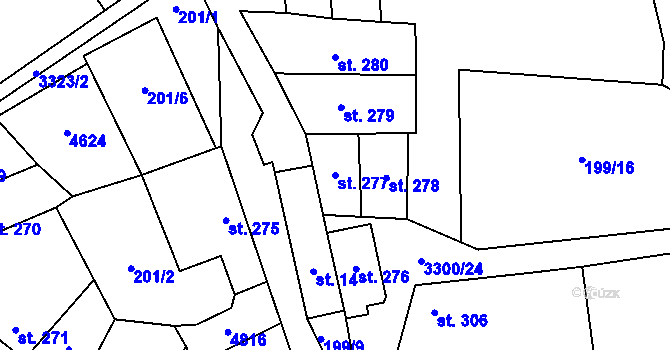 Parcela st. 277 v KÚ Hroznová Lhota, Katastrální mapa