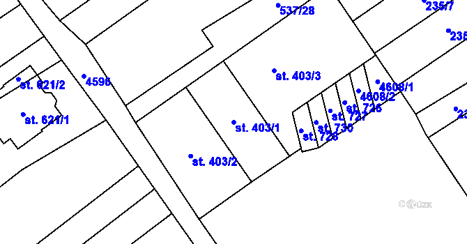 Parcela st. 403/1 v KÚ Hroznová Lhota, Katastrální mapa