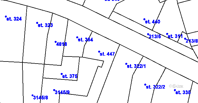 Parcela st. 447 v KÚ Hroznová Lhota, Katastrální mapa