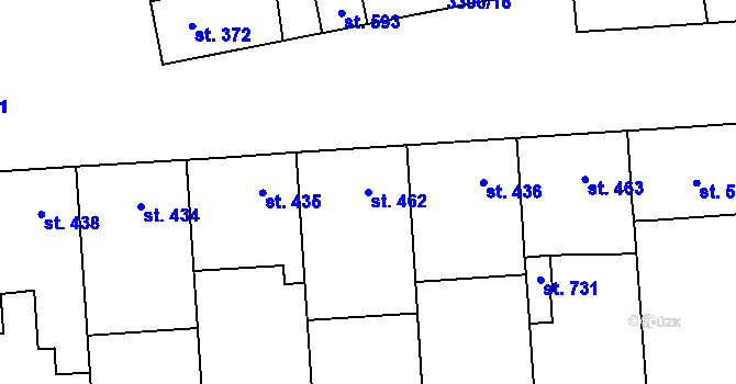 Parcela st. 462 v KÚ Hroznová Lhota, Katastrální mapa