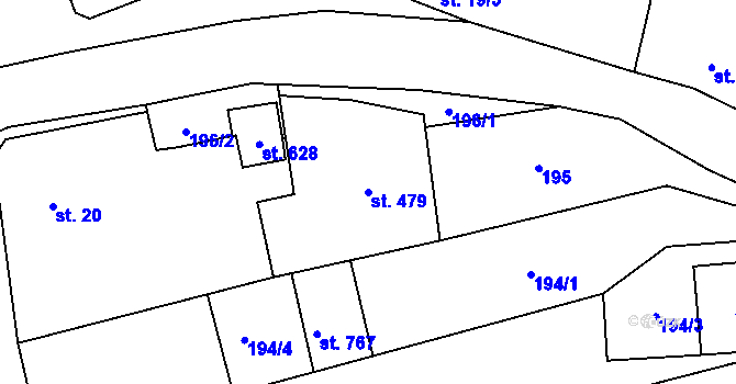Parcela st. 479 v KÚ Hroznová Lhota, Katastrální mapa
