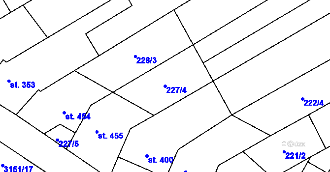Parcela st. 227/4 v KÚ Hroznová Lhota, Katastrální mapa