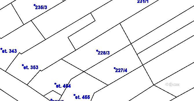 Parcela st. 228/3 v KÚ Hroznová Lhota, Katastrální mapa