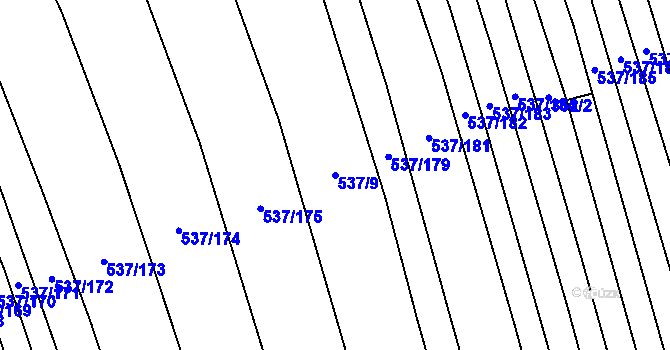 Parcela st. 537/9 v KÚ Hroznová Lhota, Katastrální mapa