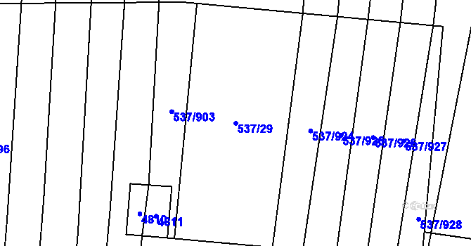 Parcela st. 537/29 v KÚ Hroznová Lhota, Katastrální mapa