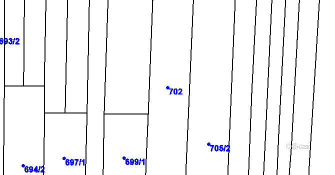 Parcela st. 702 v KÚ Hroznová Lhota, Katastrální mapa