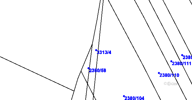 Parcela st. 3313/4 v KÚ Hroznová Lhota, Katastrální mapa