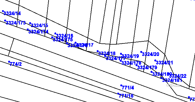 Parcela st. 3324/18 v KÚ Hroznová Lhota, Katastrální mapa
