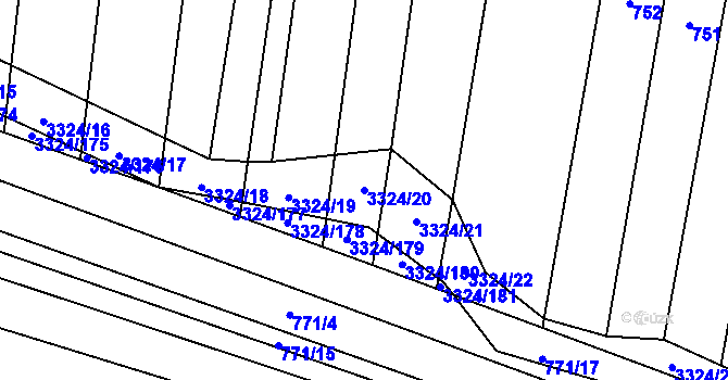 Parcela st. 3324/20 v KÚ Hroznová Lhota, Katastrální mapa