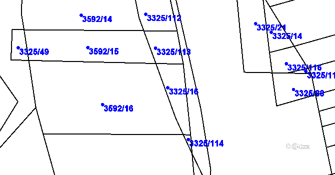 Parcela st. 3325/16 v KÚ Hroznová Lhota, Katastrální mapa