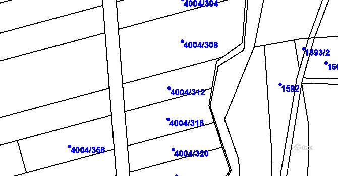 Parcela st. 4004/312 v KÚ Hroznová Lhota, Katastrální mapa