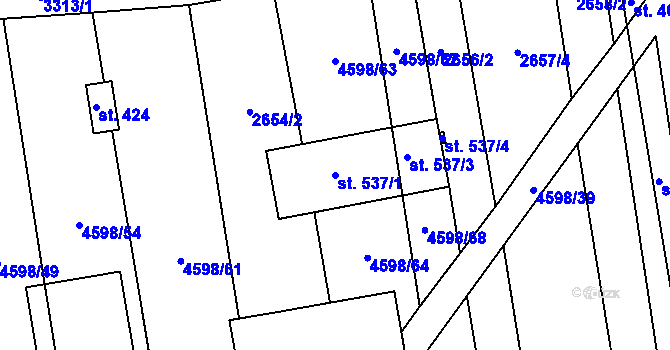 Parcela st. 537/1 v KÚ Hroznová Lhota, Katastrální mapa