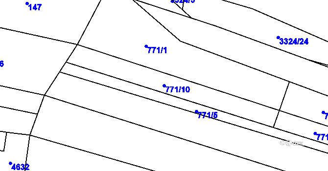 Parcela st. 771/10 v KÚ Hroznová Lhota, Katastrální mapa
