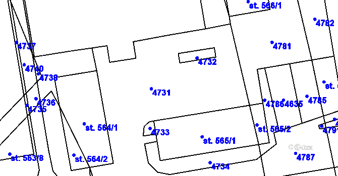 Parcela st. 546/163 v KÚ Hroznová Lhota, Katastrální mapa