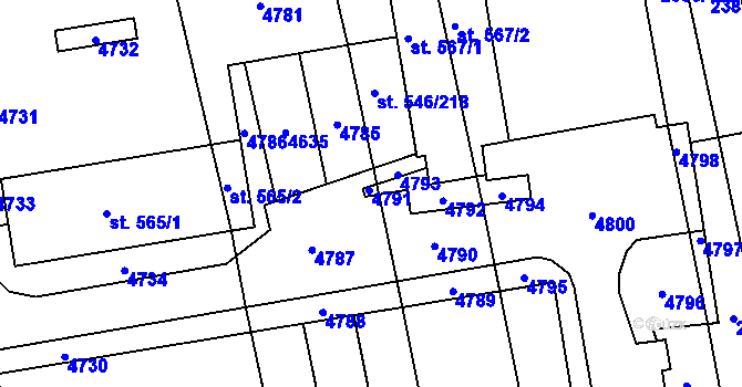Parcela st. 546/219 v KÚ Hroznová Lhota, Katastrální mapa