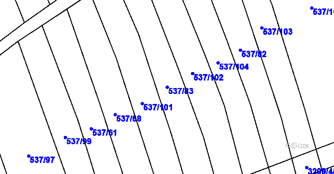 Parcela st. 537/83 v KÚ Hroznová Lhota, Katastrální mapa