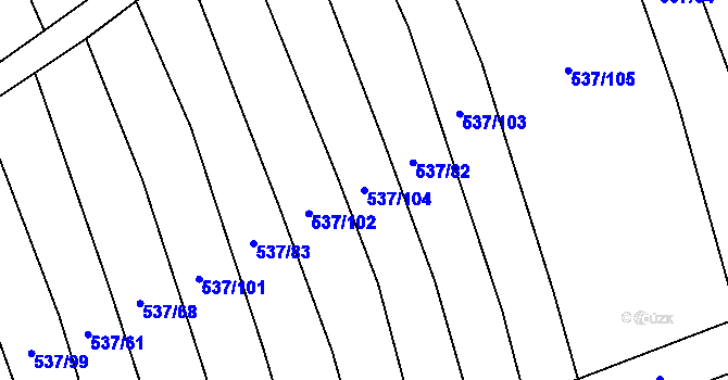 Parcela st. 537/104 v KÚ Hroznová Lhota, Katastrální mapa