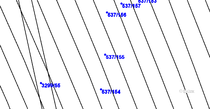 Parcela st. 537/155 v KÚ Hroznová Lhota, Katastrální mapa