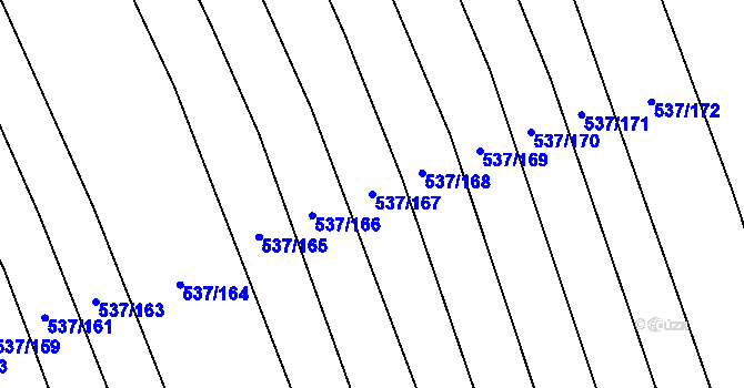 Parcela st. 537/167 v KÚ Hroznová Lhota, Katastrální mapa
