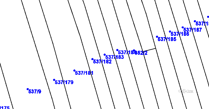 Parcela st. 537/183 v KÚ Hroznová Lhota, Katastrální mapa