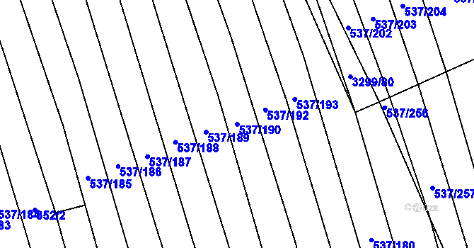 Parcela st. 537/190 v KÚ Hroznová Lhota, Katastrální mapa